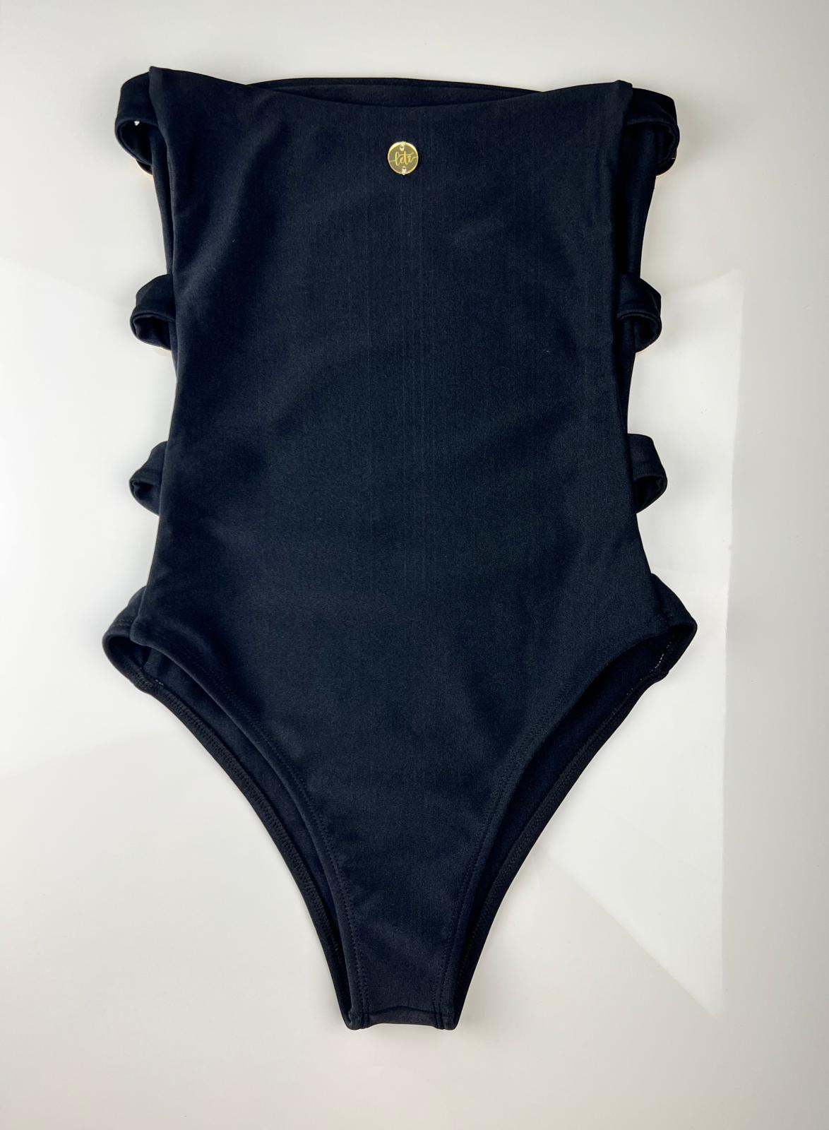 Gold Side Button One-Piece Swimsuit