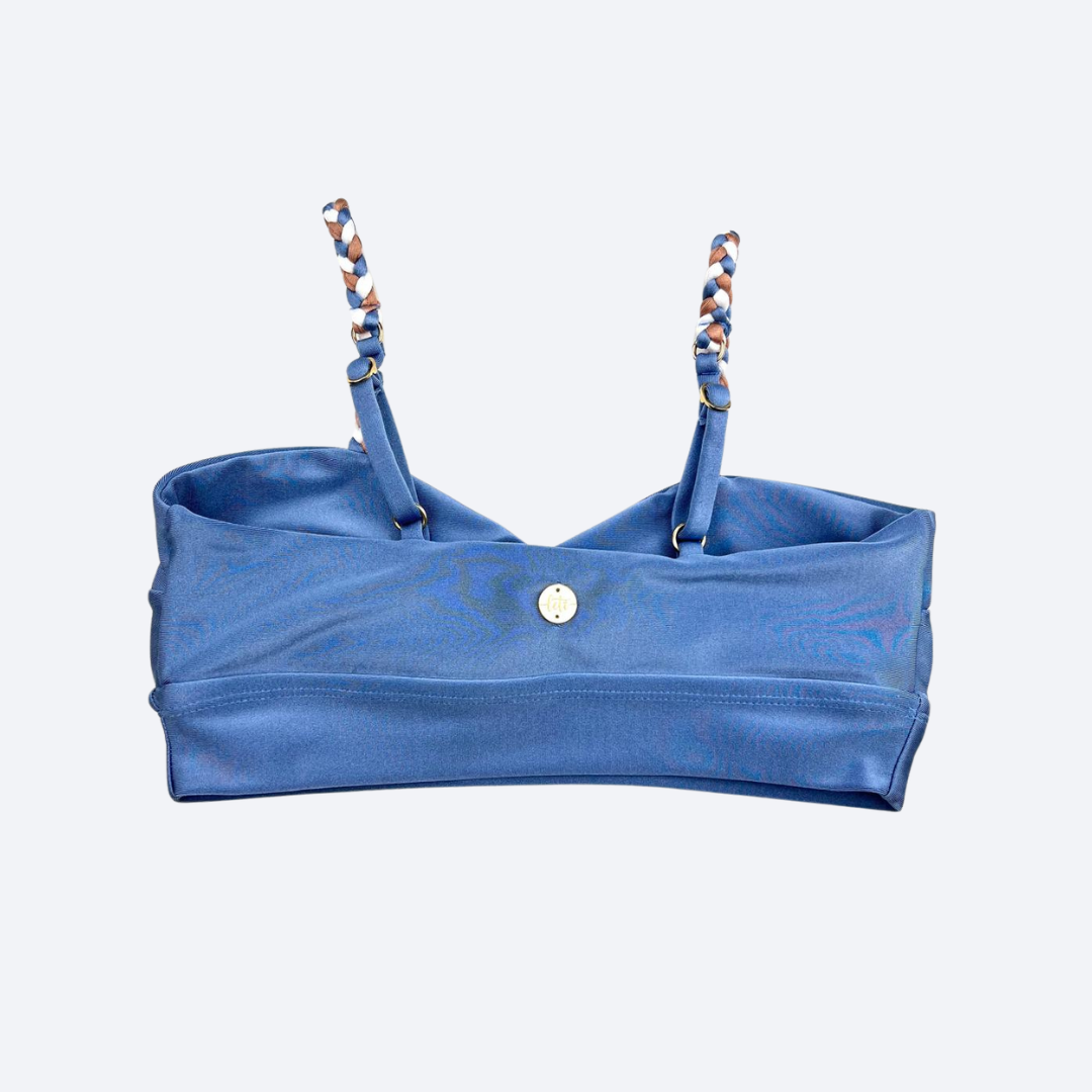 Sky Blue Braided Gym Crop Top