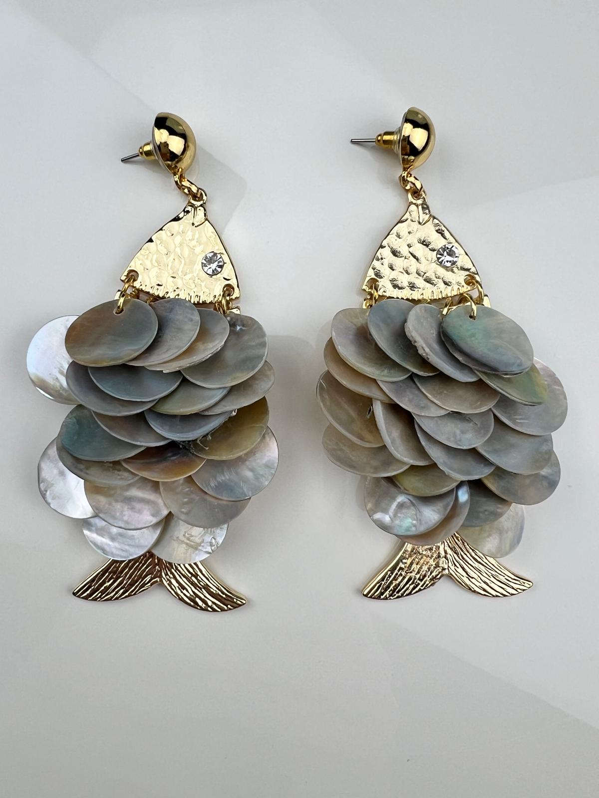 Scales of Pearl Fish Earrings