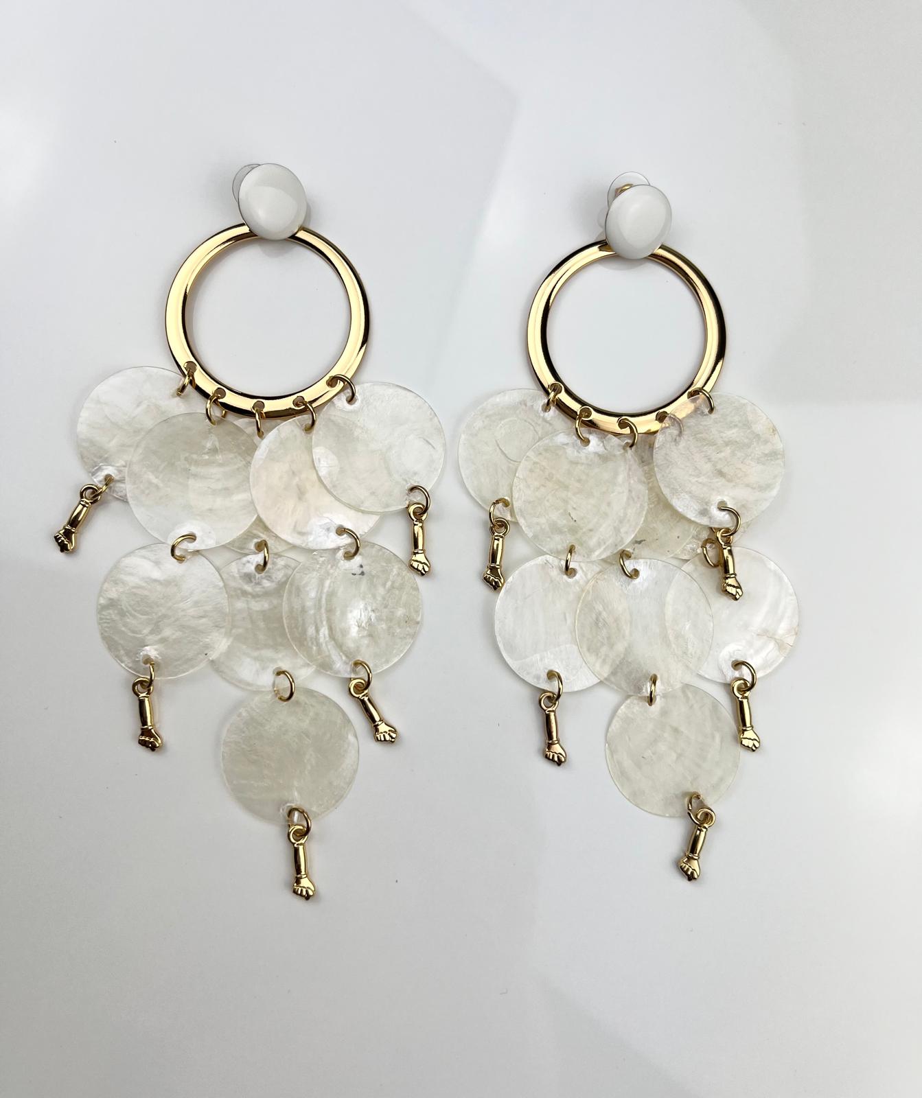 Gold Mother-of-Pearl Cascade Earrings