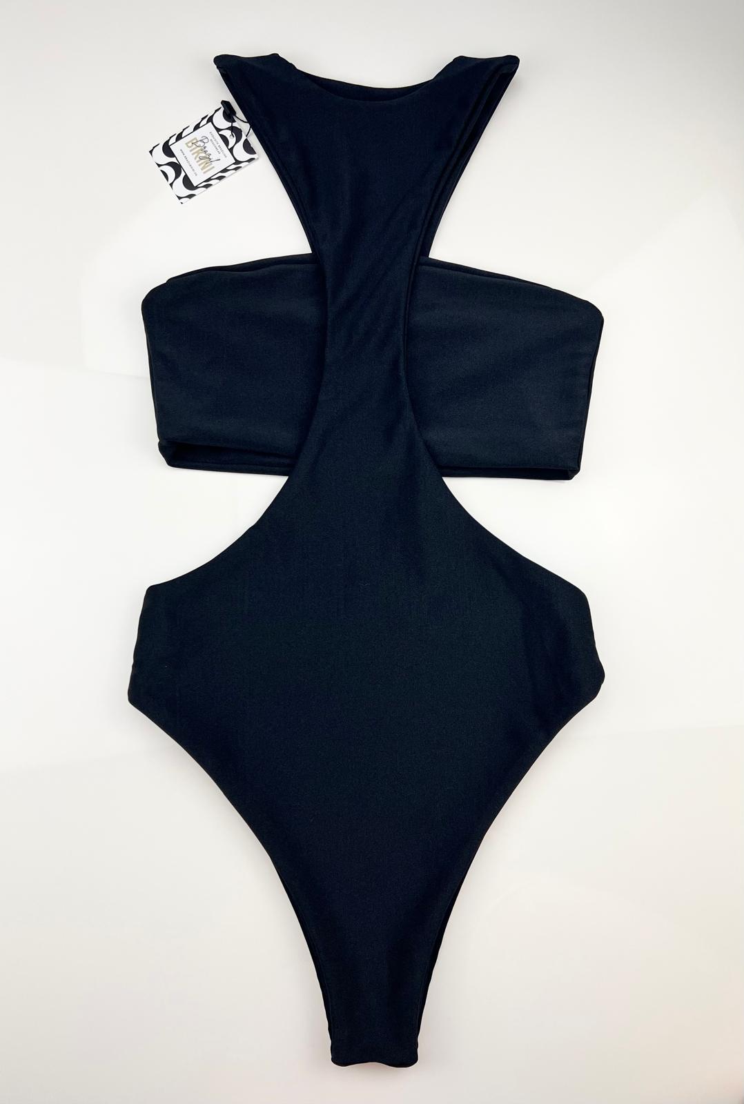 Luxury Black Bodysuit – Rio Style One-Piece | High-End Women’s Activewear | Sculpting Gym Look 