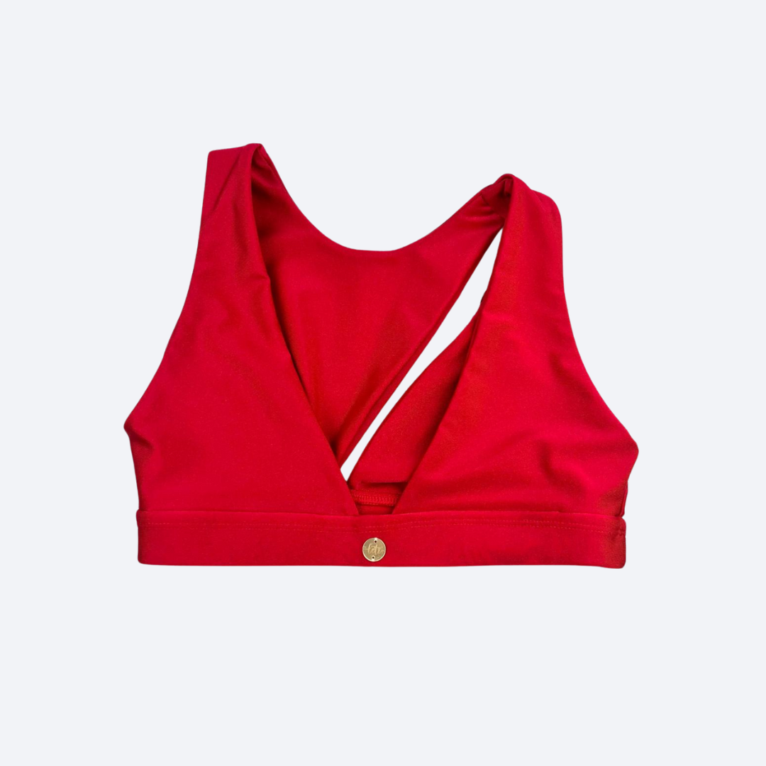 Asymmetrical Fitness Top – Christmas Red