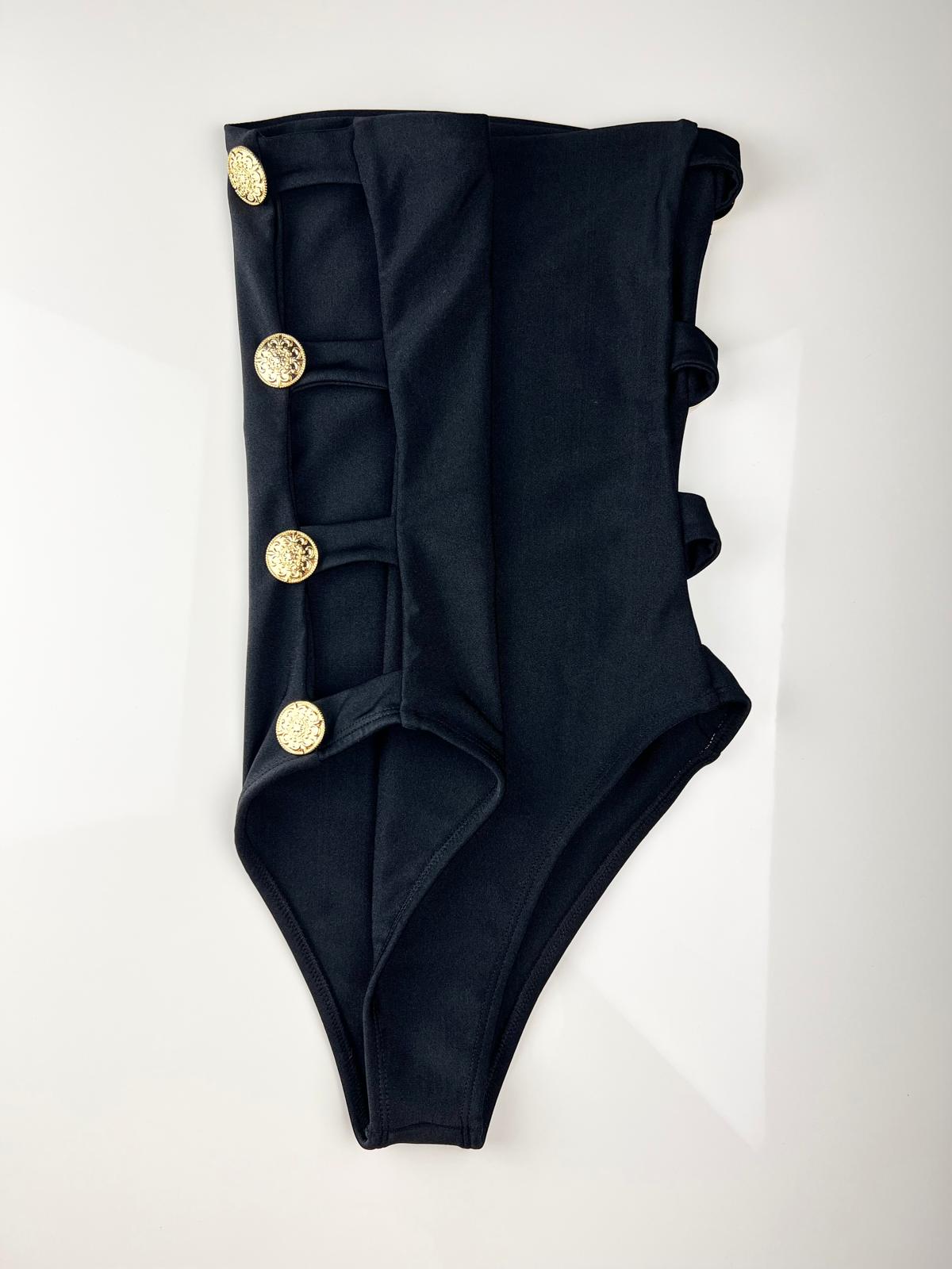 Gold Side Button One-Piece Swimsuit