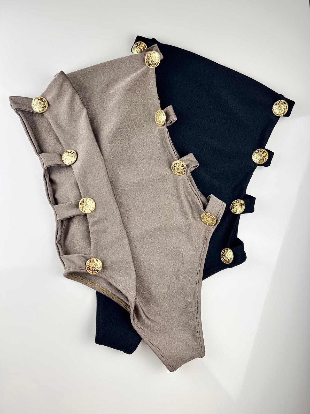 Gold Side Button One-Piece Swimsuit