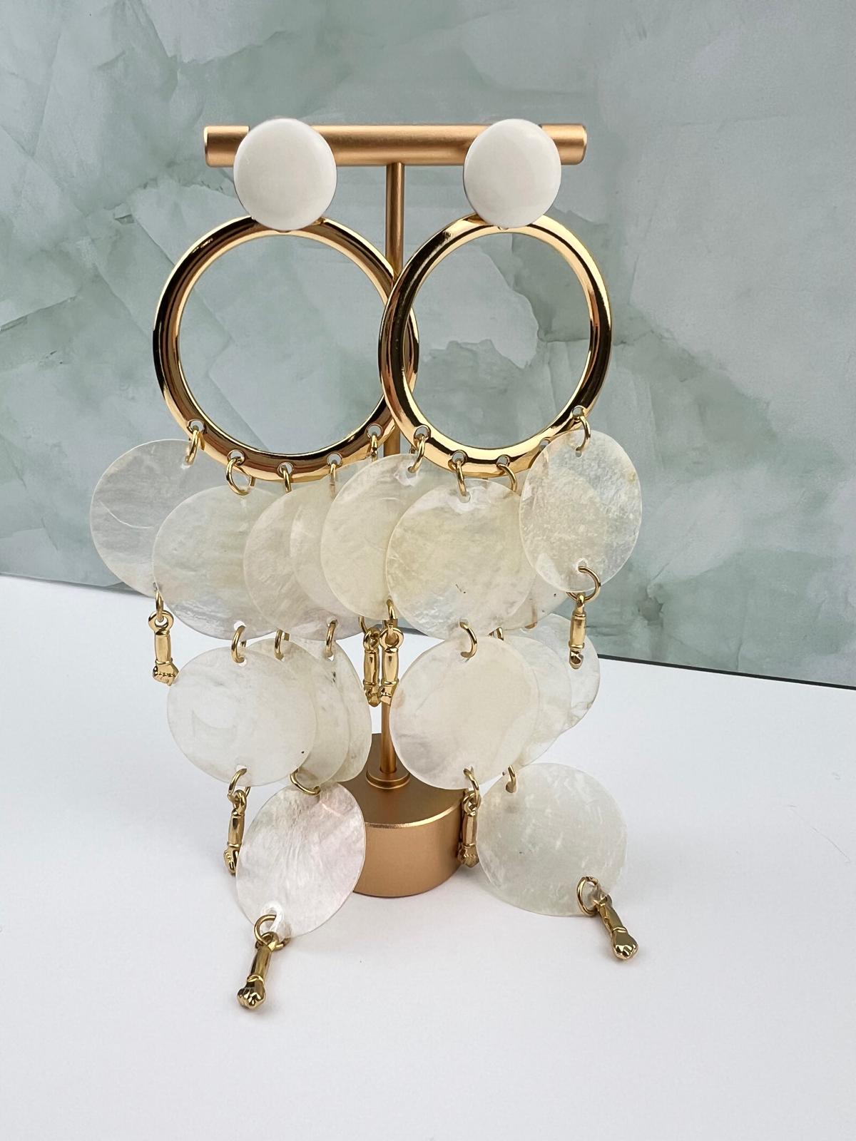 Gold Mother-of-Pearl Cascade Earrings