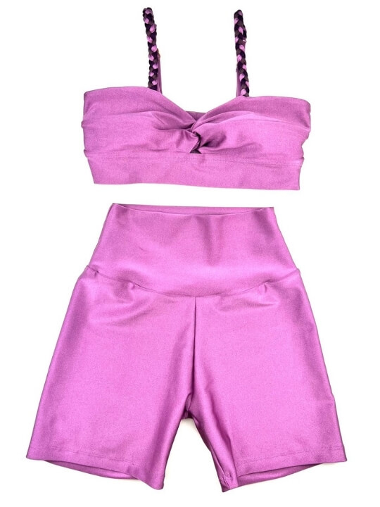Mauve Pink Braided Gym Crop Top