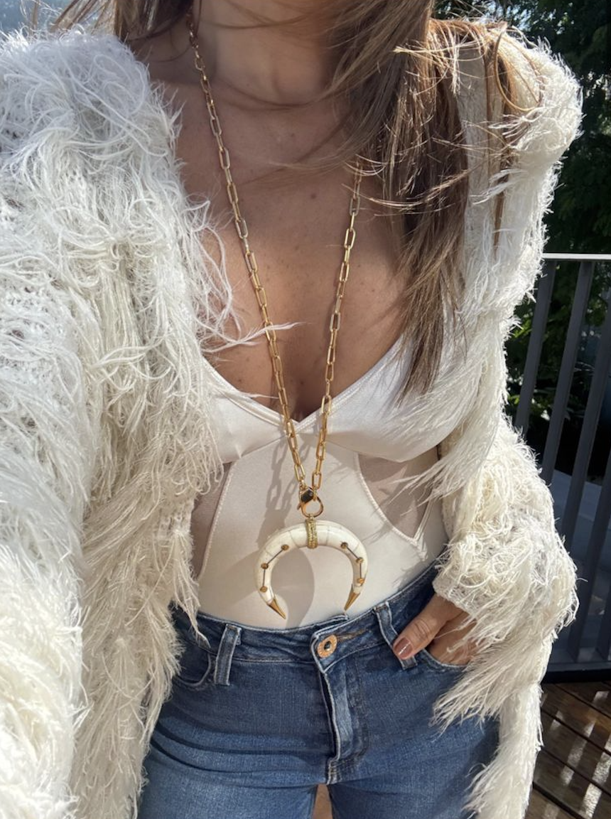 Boho Long Horn Necklace