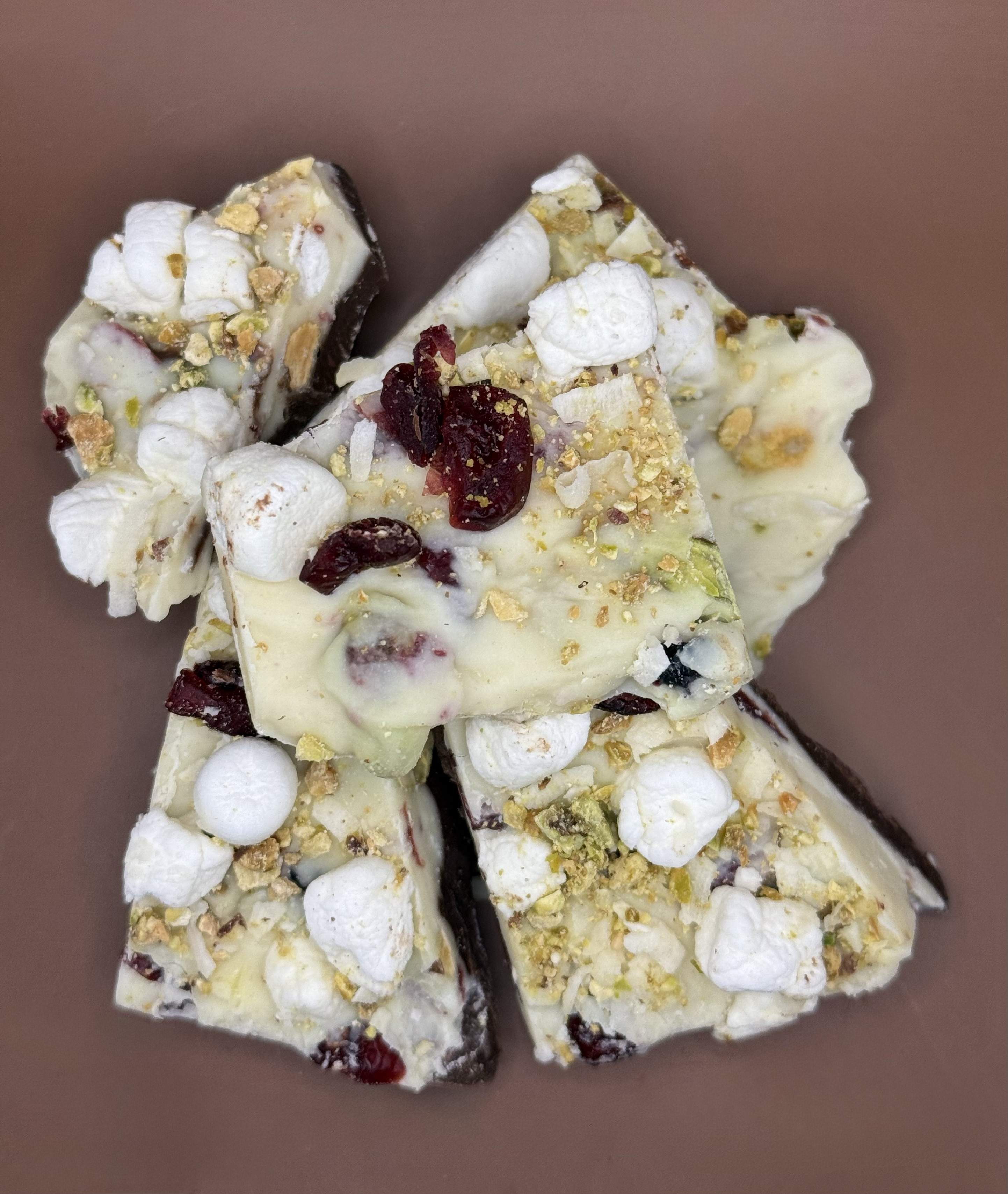 Cherry Pistachio Marshmallow Bark