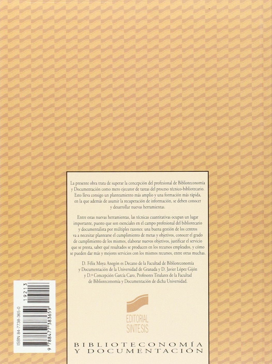 TECNICAS CUANTITATIVAS APLICADAS A LA BIBLIOTECONOMIA Y DOCUMENTACION