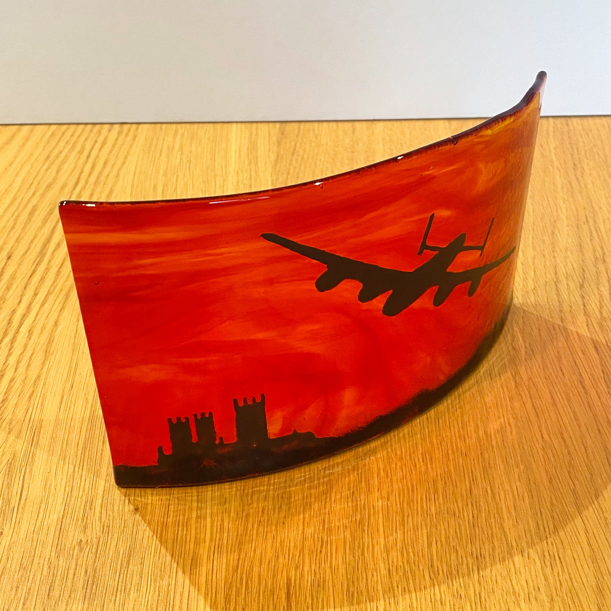 Lancaster Bomber Free standing curved glass