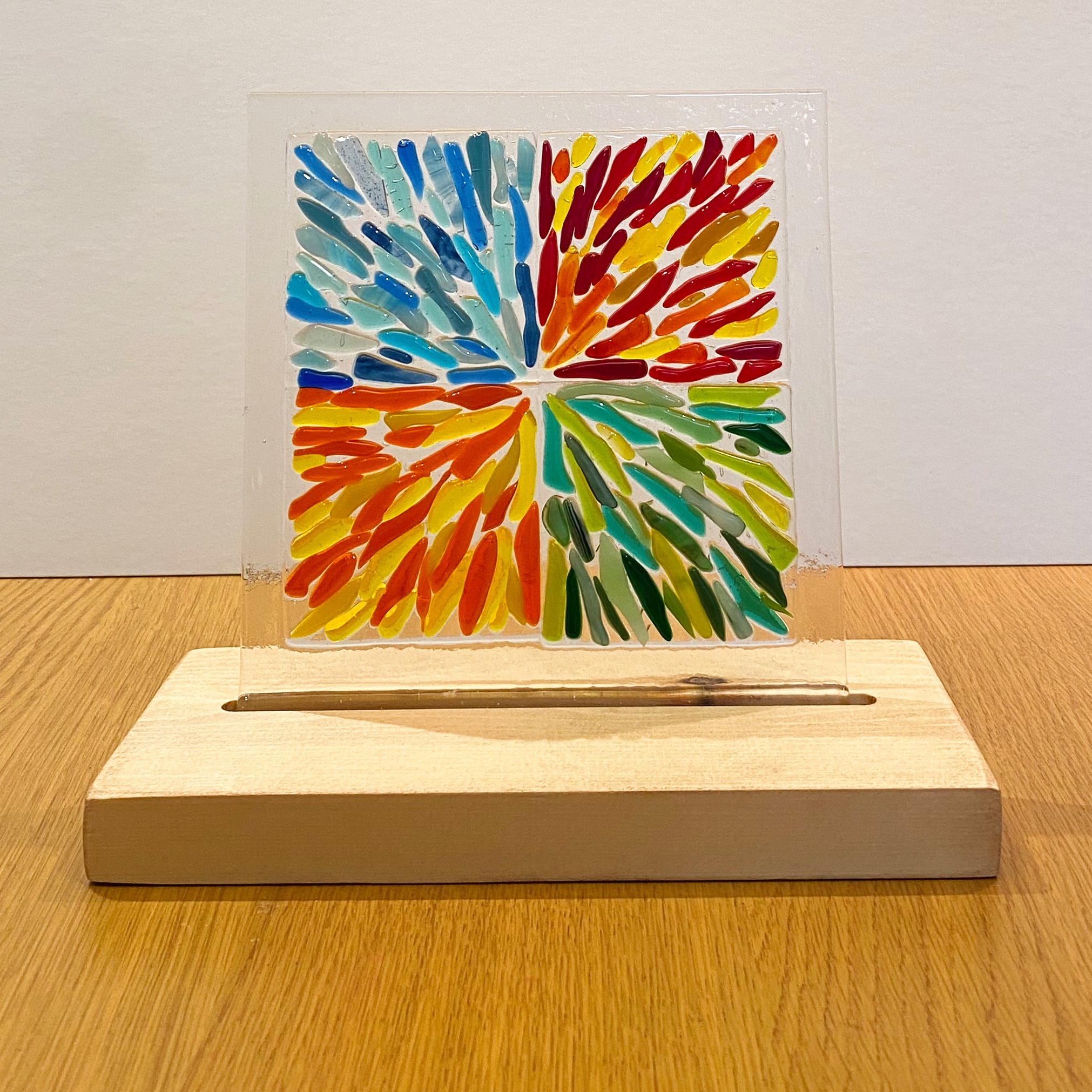 Fused glass abstract colourful squares