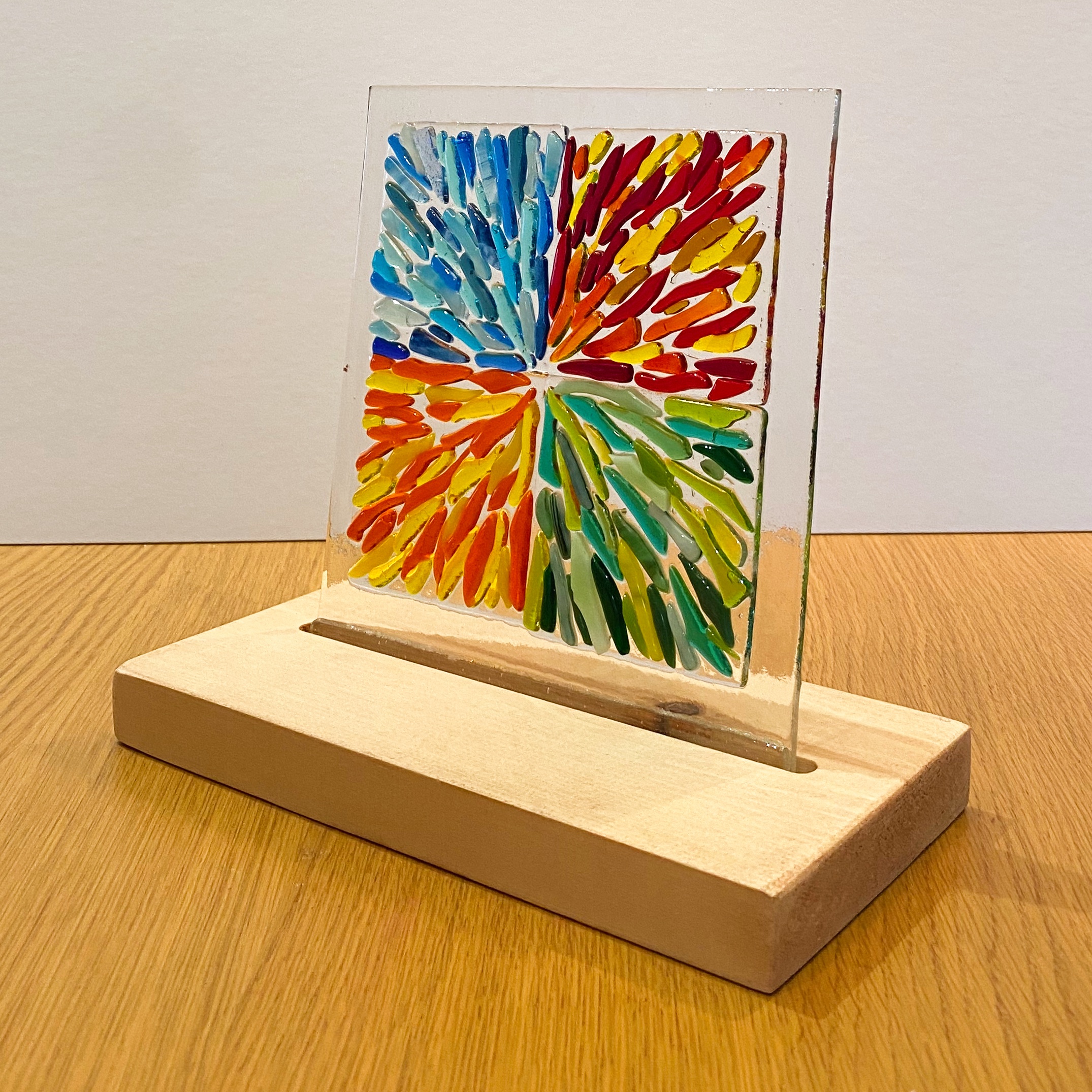 Fused glass abstract colourful squares