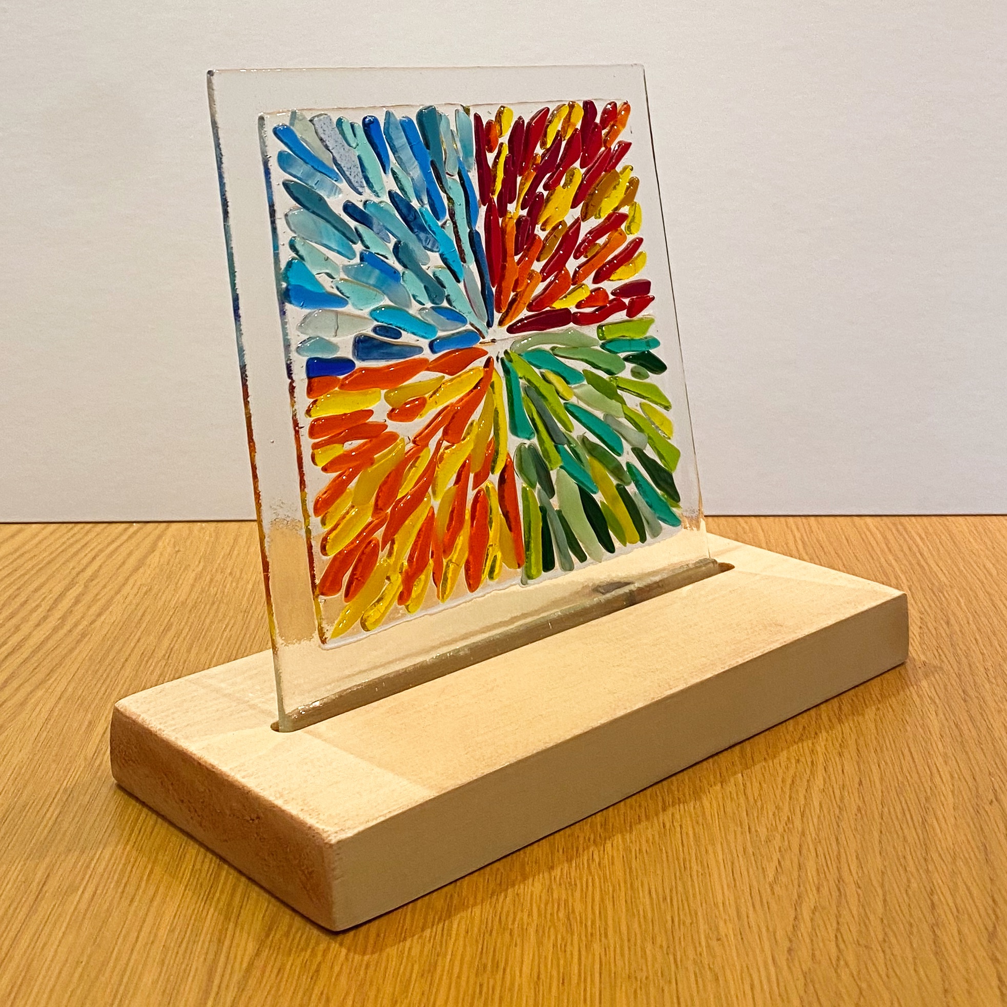 Fused glass abstract colourful squares