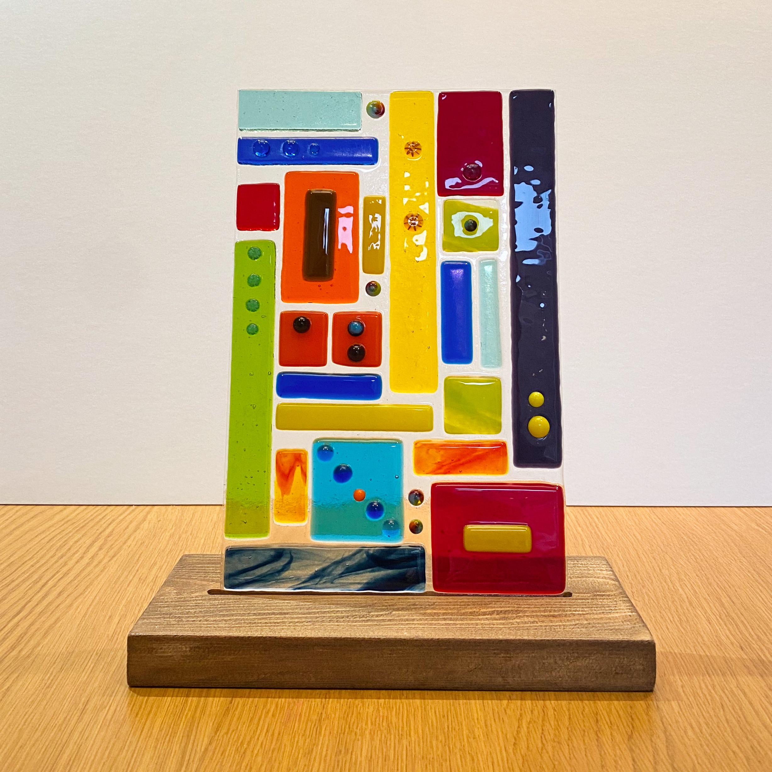 Fused glass abstract squares blocks