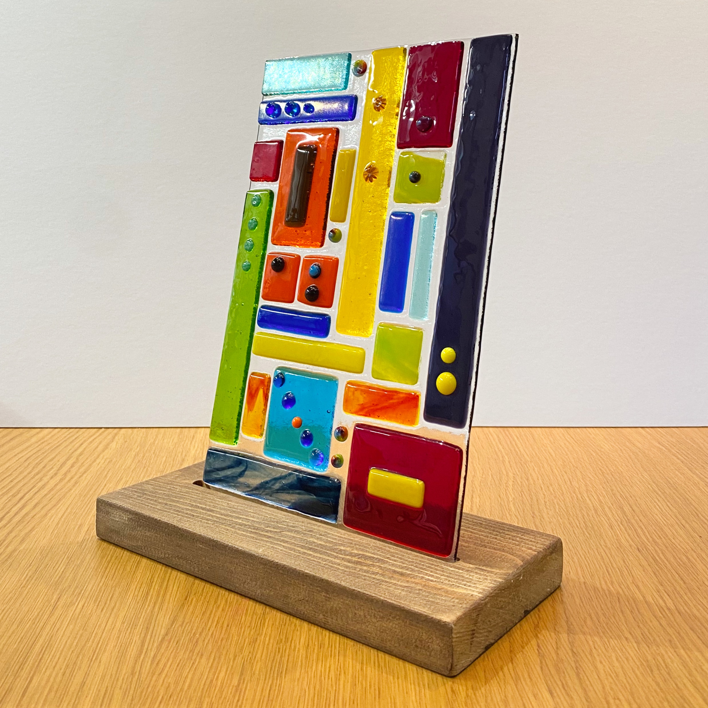 Fused glass abstract squares blocks