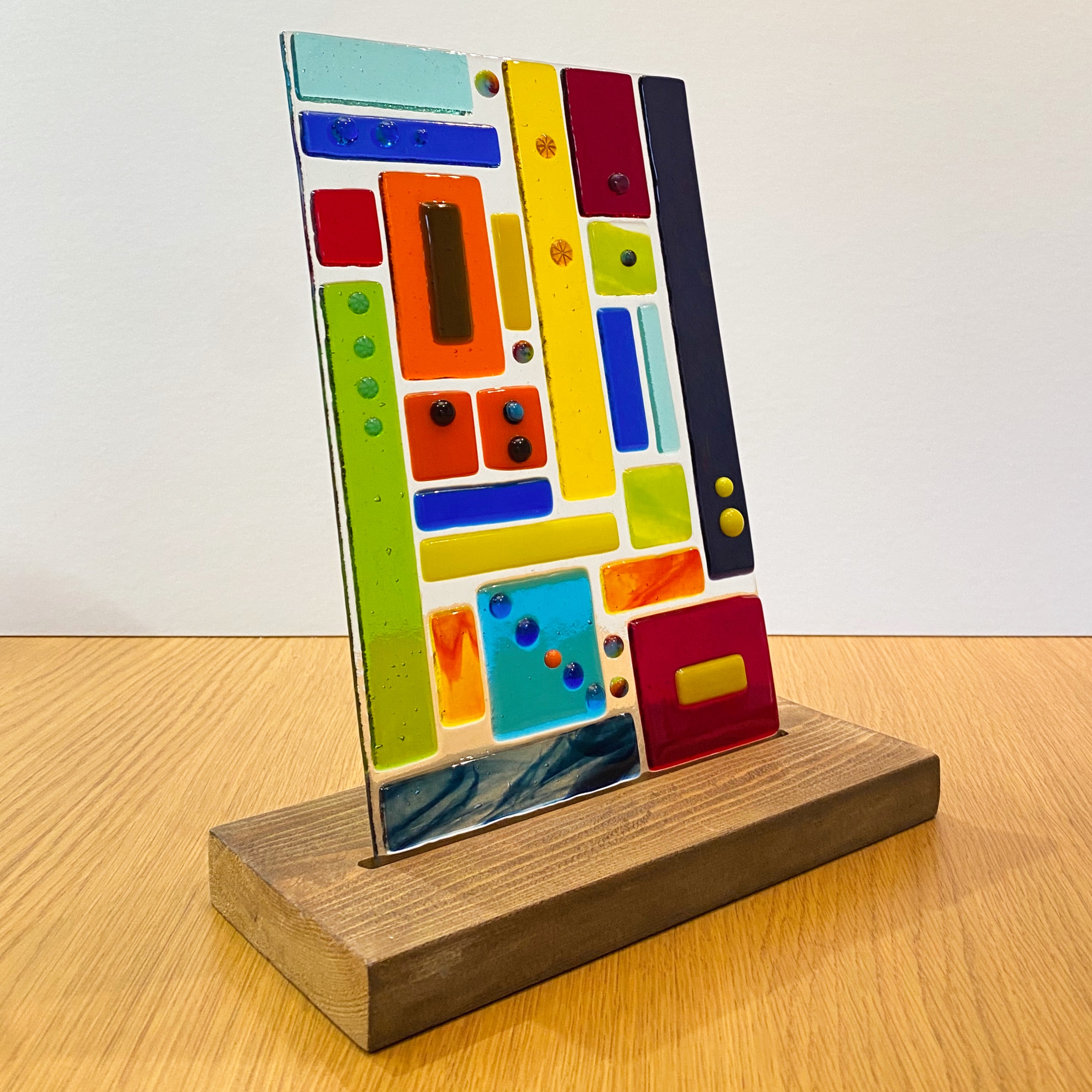 Fused glass abstract squares blocks