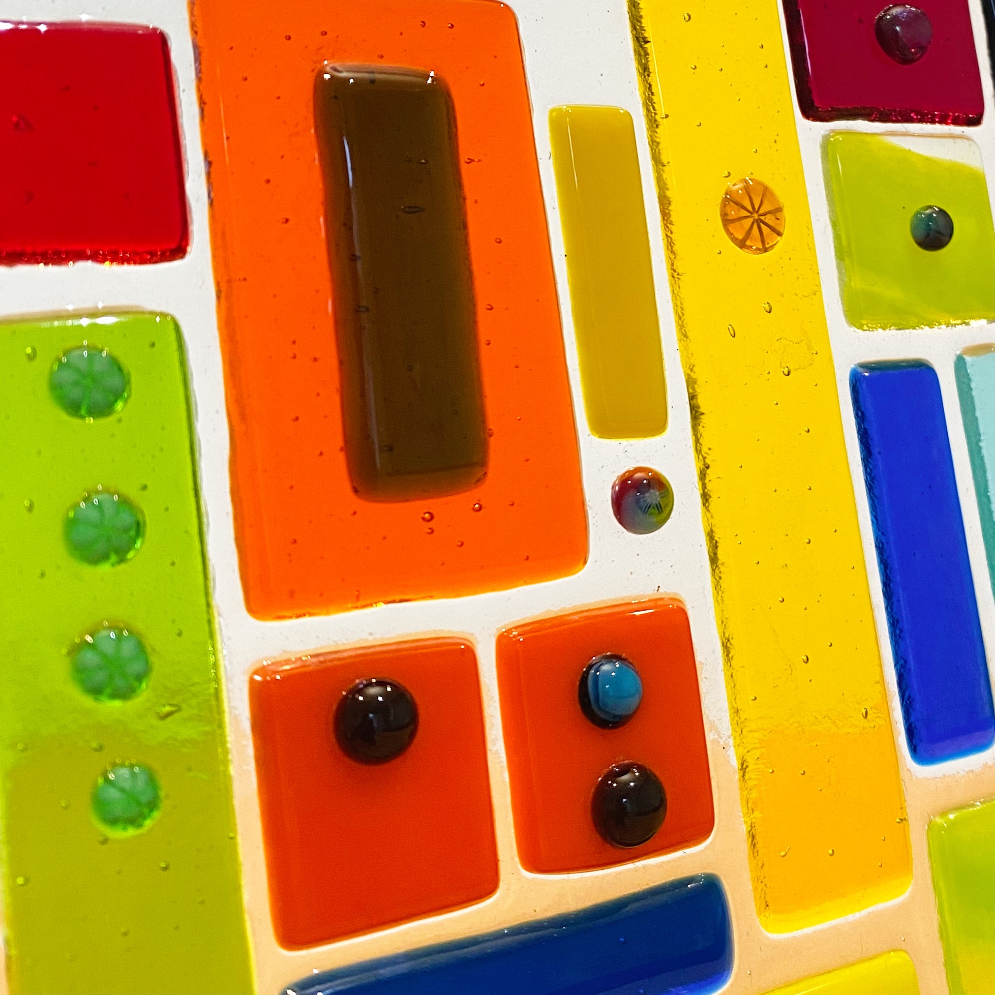 Fused glass abstract squares blocks
