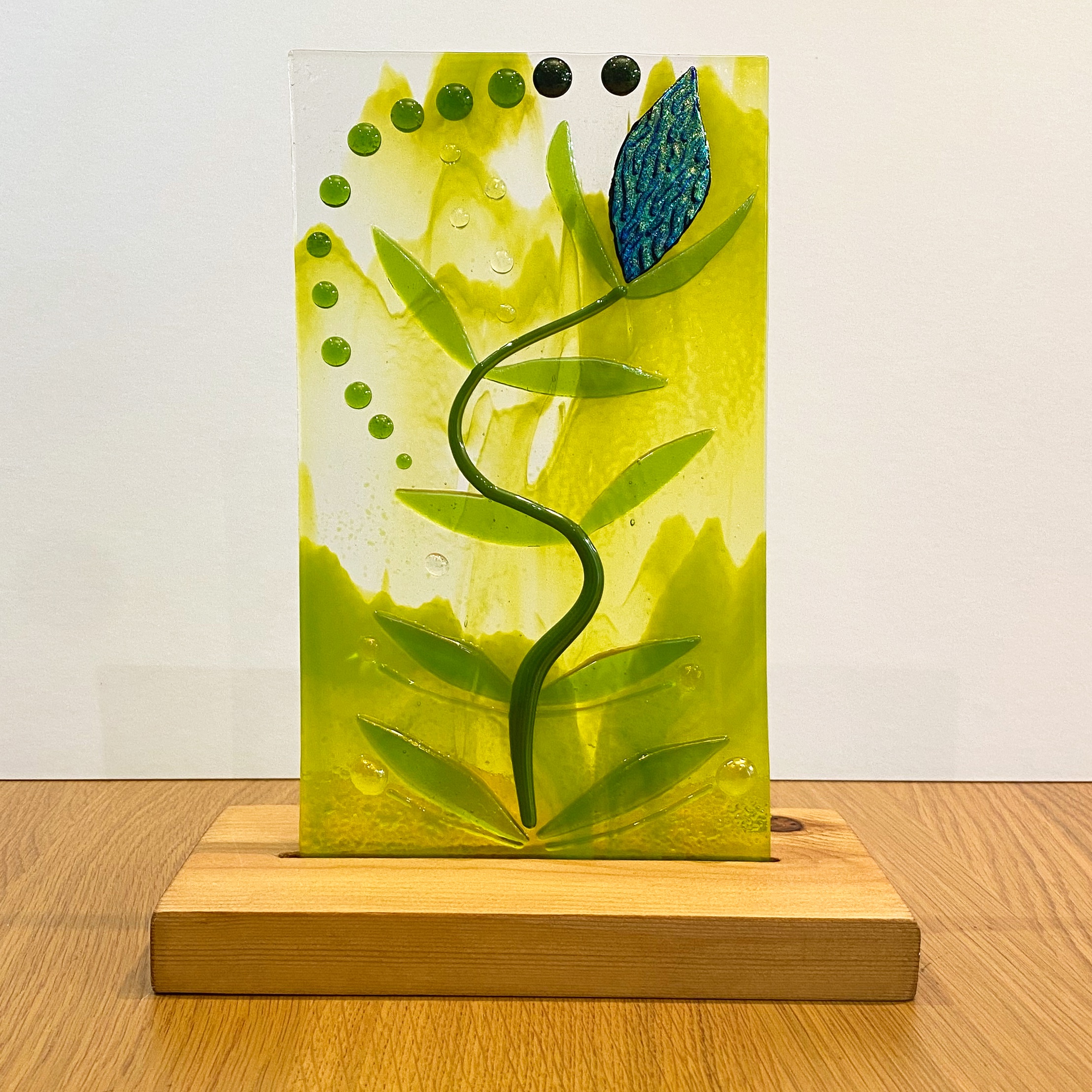 Dichroic Blue flower bud and leaves