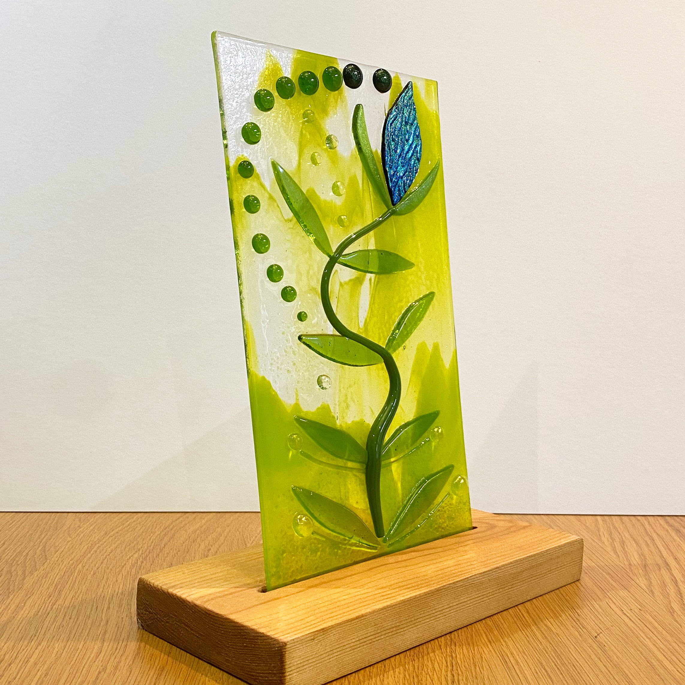 Dichroic Blue flower bud and leaves