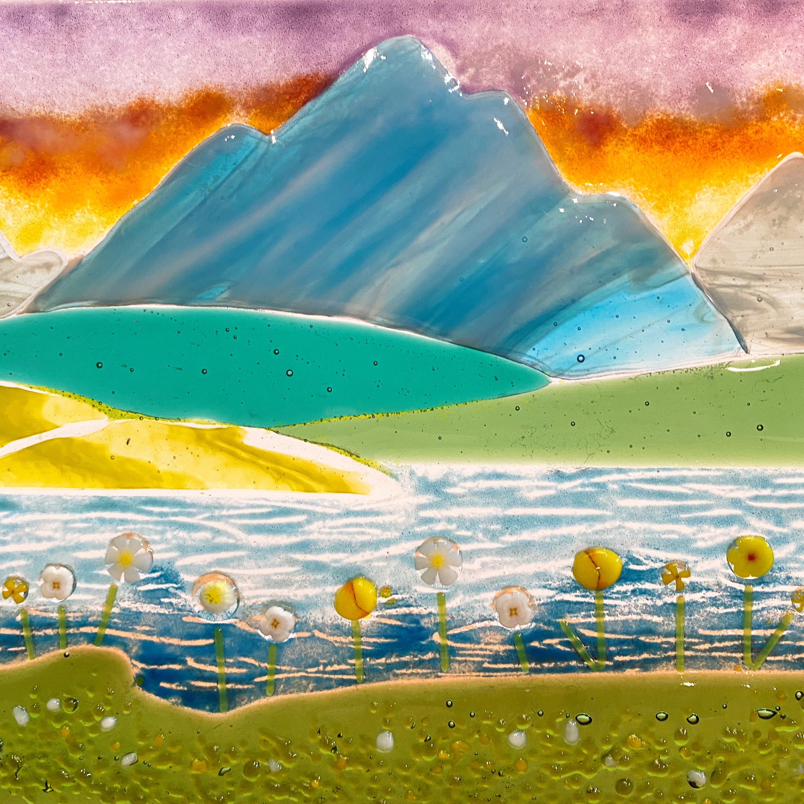 Montains, lake and meadow