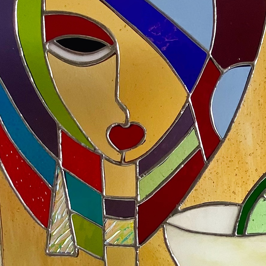 Contemporary Stained glass cocktail lady
