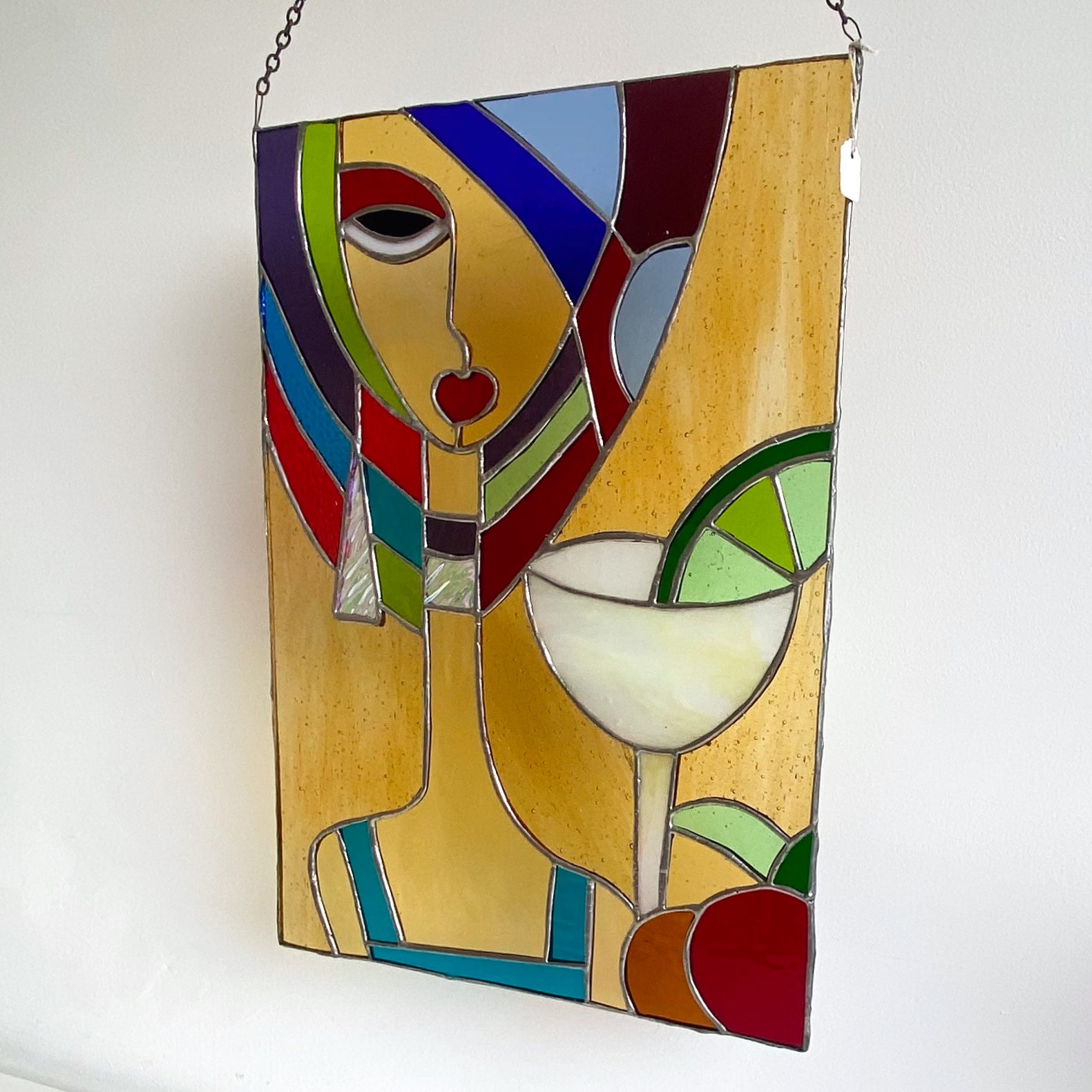 Contemporary Stained glass cocktail lady