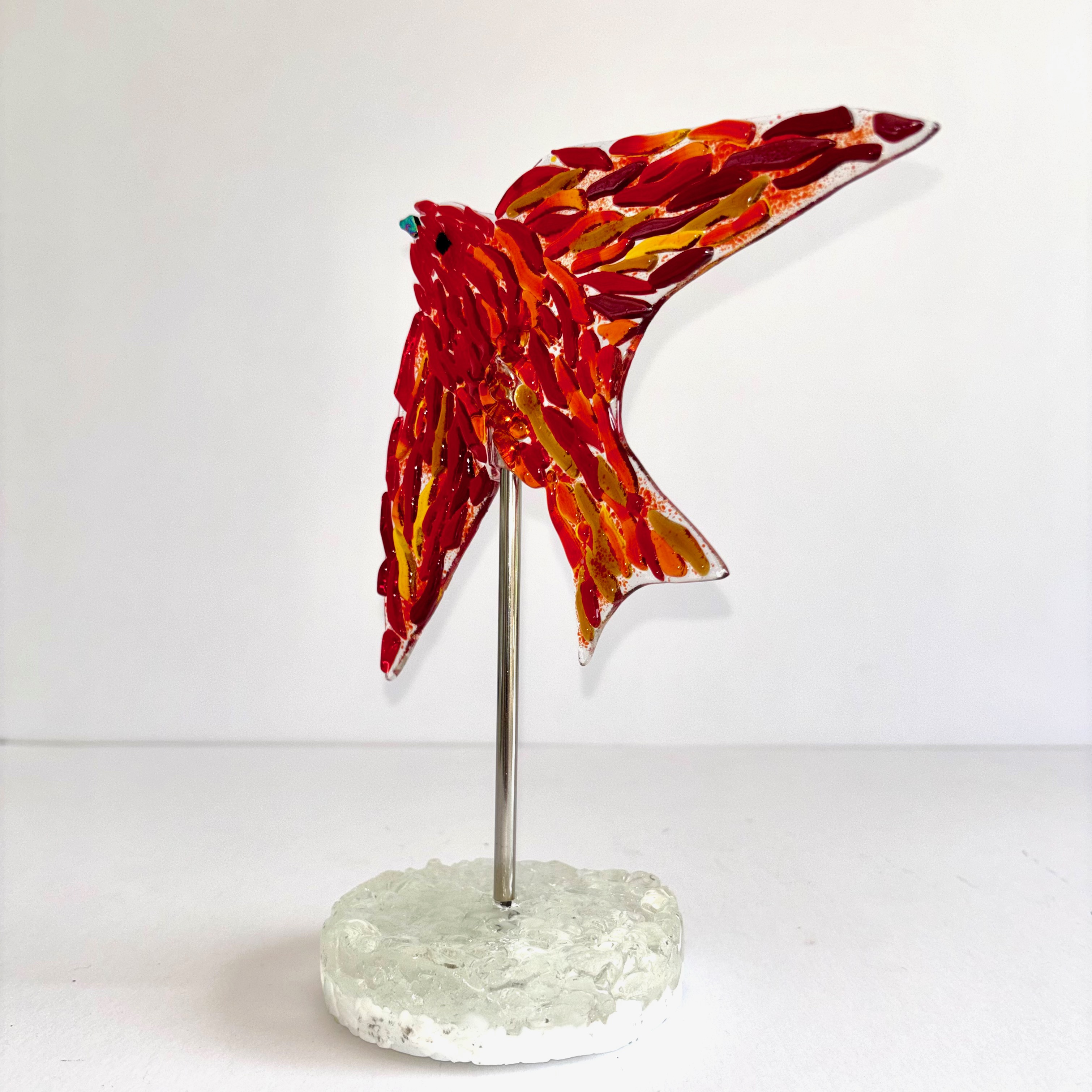 Red Glass Bird Sculpture