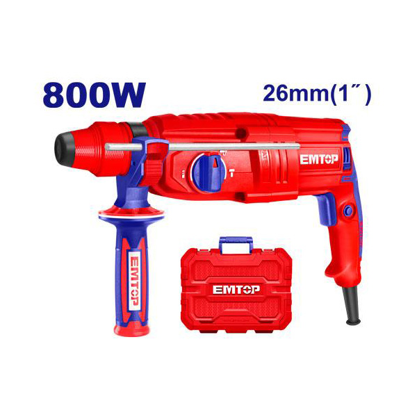 Emtop Heavy Duty Rotary Hammer Drill 800W With 5 Pcs Drilling Accessories – 100% Copper & Original – ERHRL801