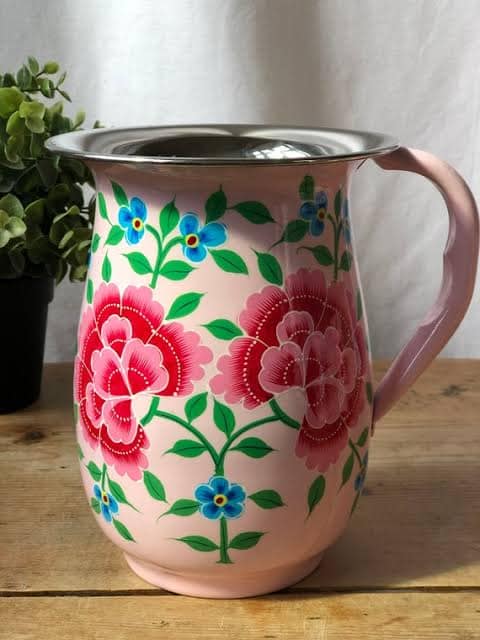 Hand-Painted Floral Water Jug