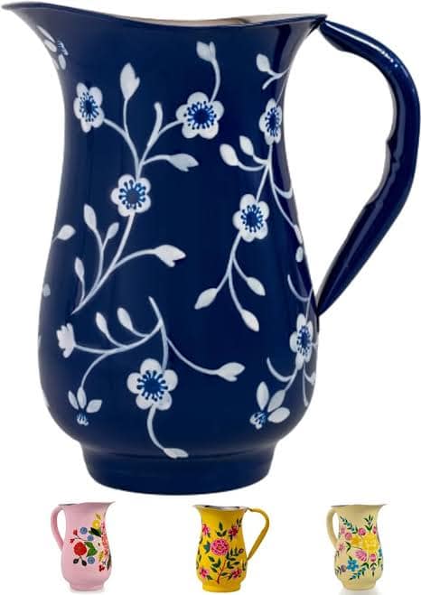 Floral Hand-Painted Ceramic Pitcher