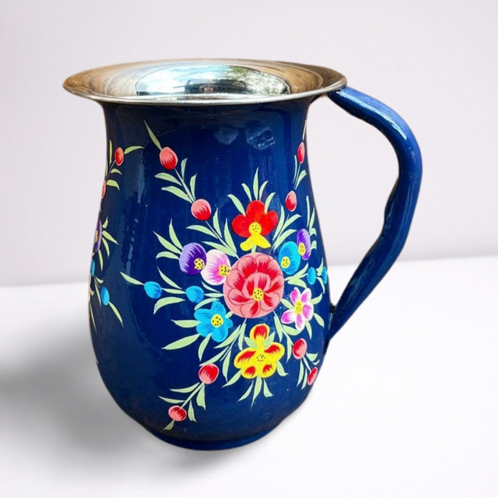 Hand-Painted Floral Steel Jug