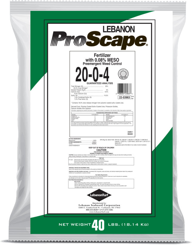 Lebanon Proscape 20-0-4 Fertilizer with 0.08% Meso Pre-emergent Weed Control