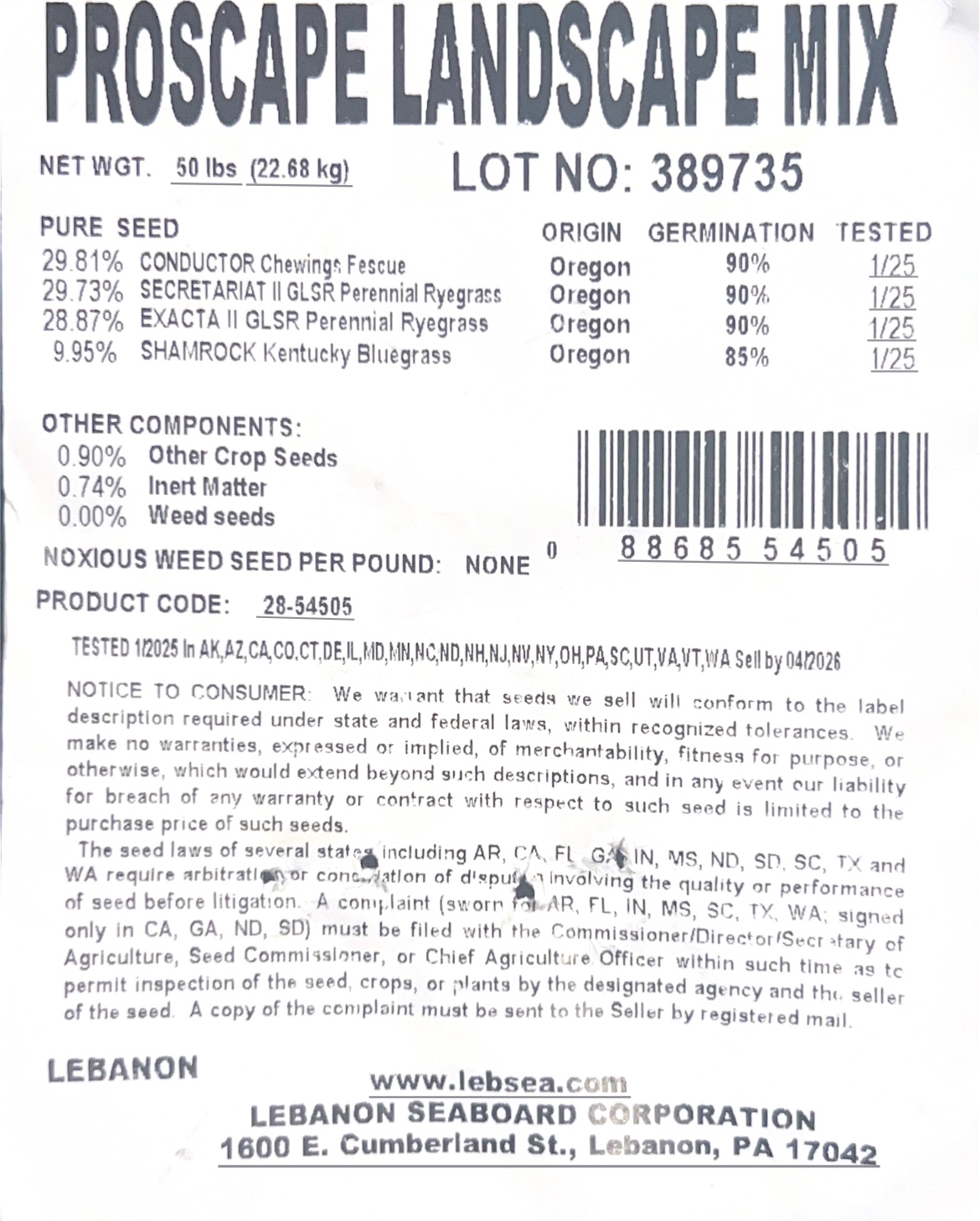 ProScape Landscape Mix Grass Seed 50 lb.