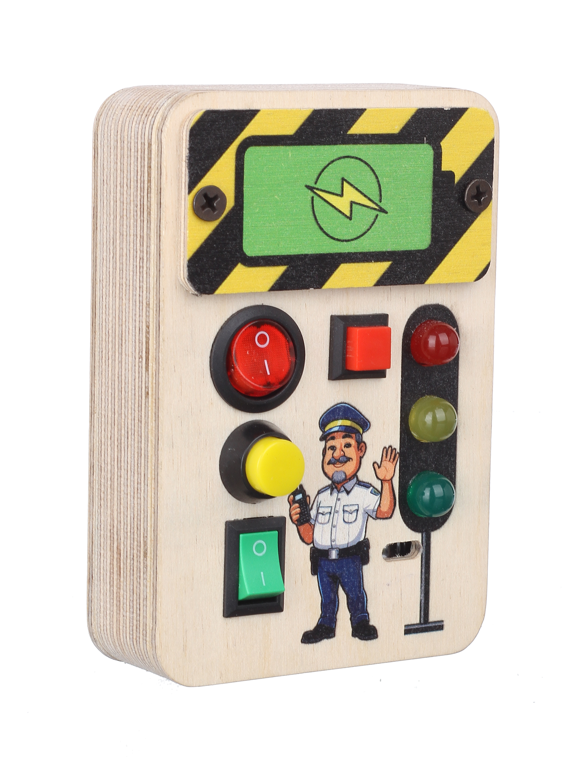 Bakiau Busy Board Mini Traffic Master – LED Lights, Switches, Music, Montessori Sensory Toy, Travel Toy, Fine Motor Skills, Brain Development, Color Recognition Educational Toy for Toddlers 1-6 Years