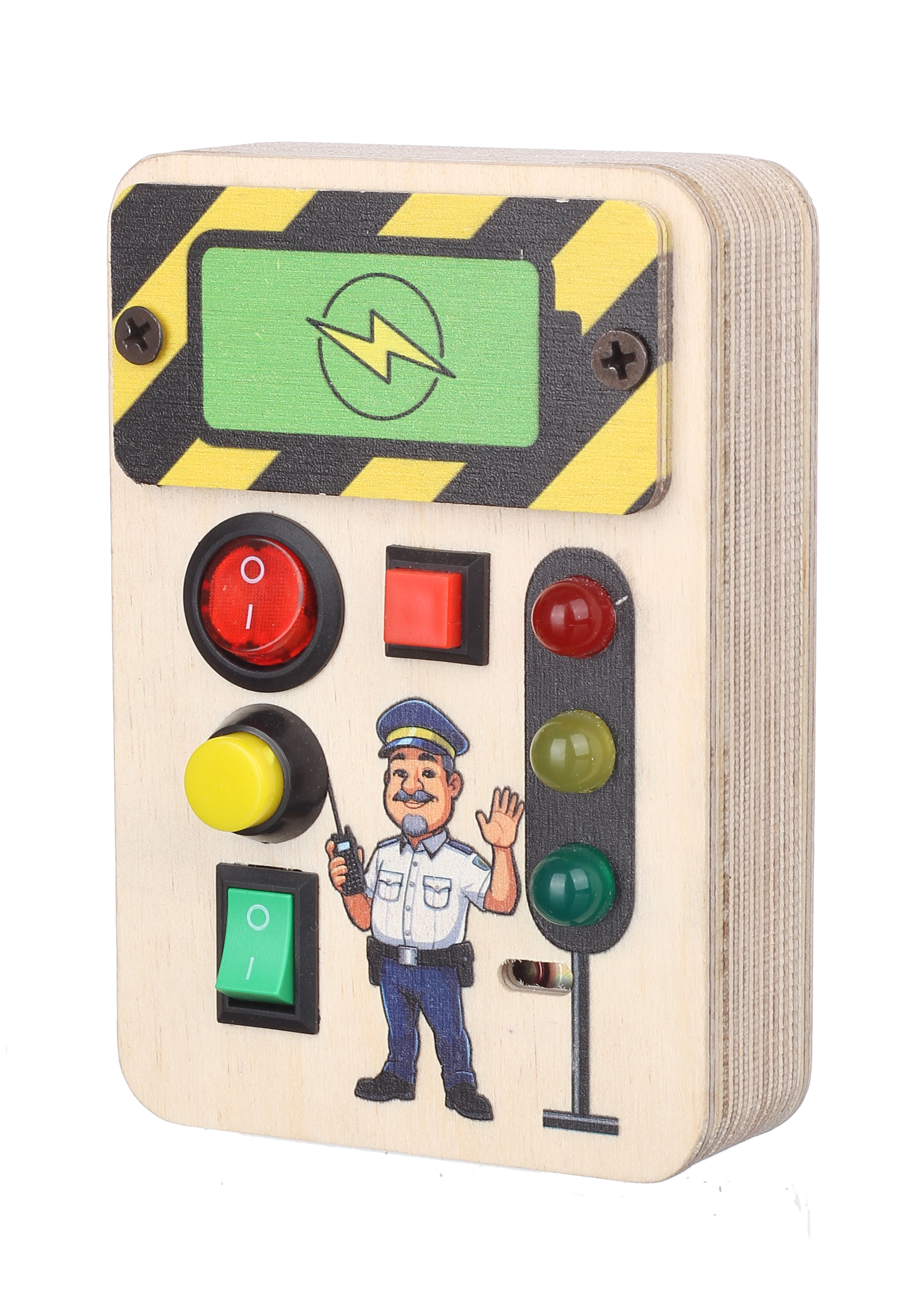 Bakiau Busy Board Mini Traffic Master – LED Lights, Switches, Music, Montessori Sensory Toy, Travel Toy, Fine Motor Skills, Brain Development, Color Recognition Educational Toy for Toddlers 1-6 Years