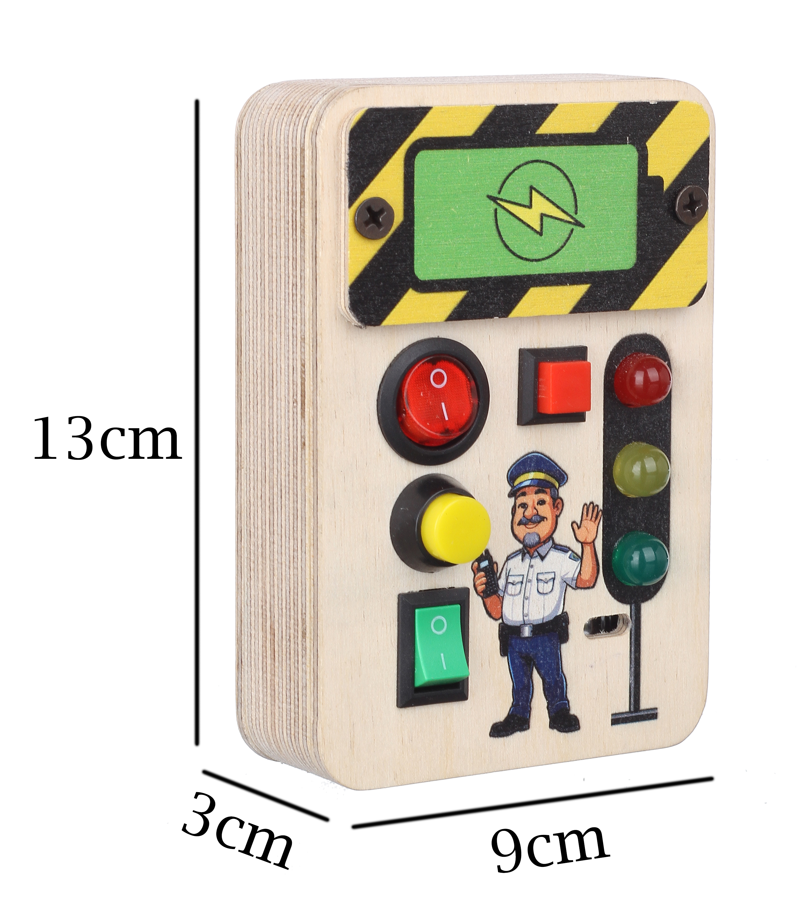Bakiau Busy Board Mini Traffic Master – LED Lights, Switches, Music, Montessori Sensory Toy, Travel Toy, Fine Motor Skills, Brain Development, Color Recognition Educational Toy for Toddlers 1-6 Years