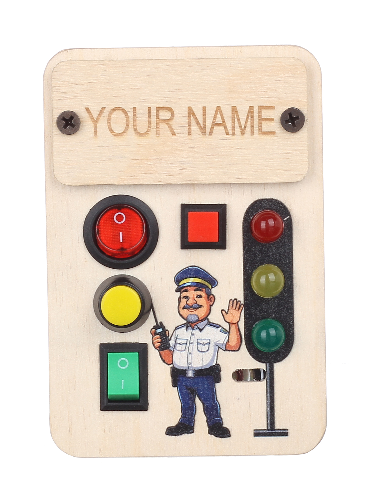 Bakiau Customized Busy Board Mini Traffic Master – LED Lights, Switches, Music, Montessori Sensory Toy, Travel Toy, Fine Motor Skills, Brain Development, Color Recognition Educational Toy for Toddlers 1-6 Years