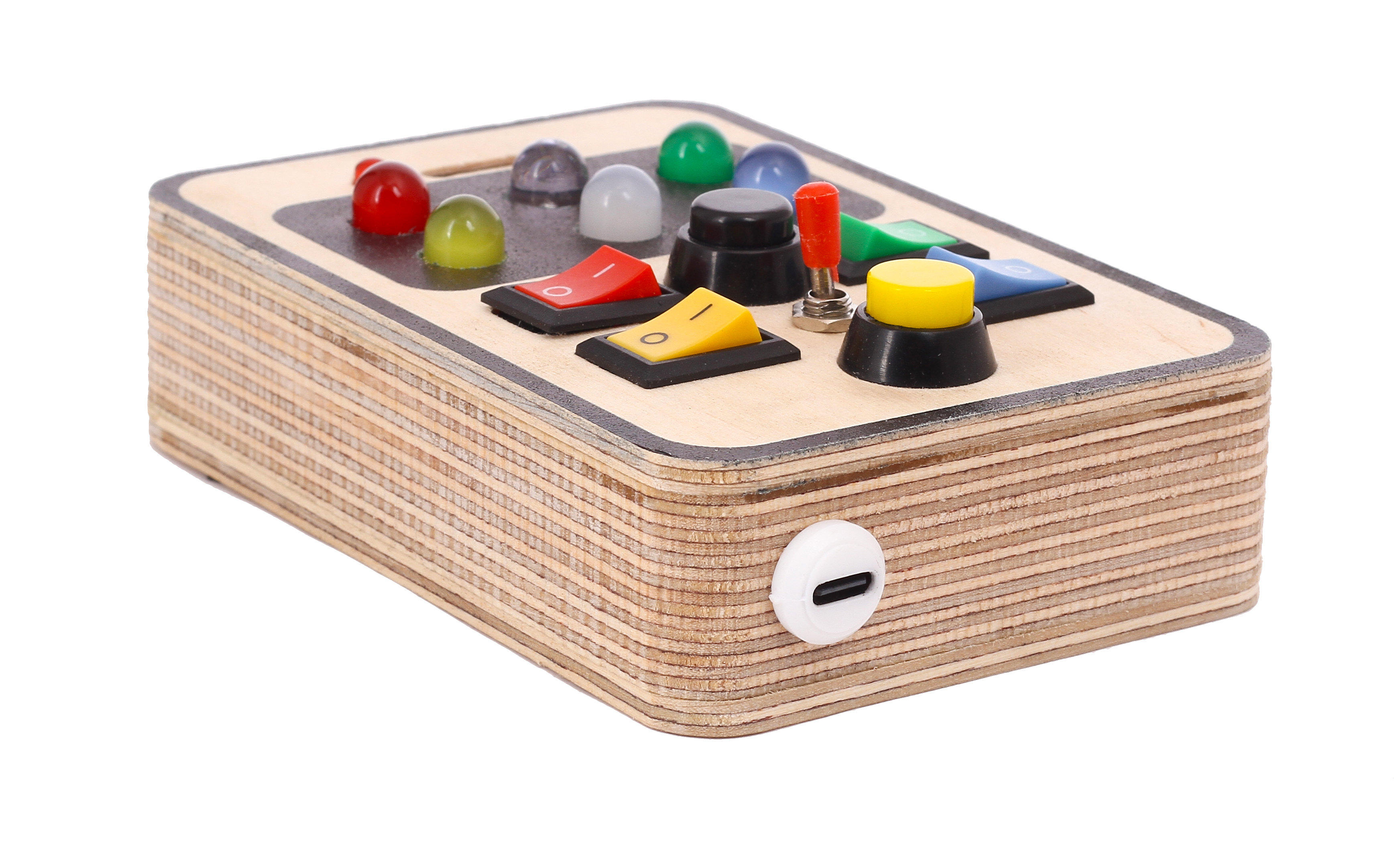 Bakiau STEM Phone Electric Busy Board Toy for Toddlers 6M+ 7 Switches, 6 LEDs & Type-C Charging | Montessori-Inspired Sensory Phone STEM Learning Activity Toy for Fine Motor Skills & Early Development