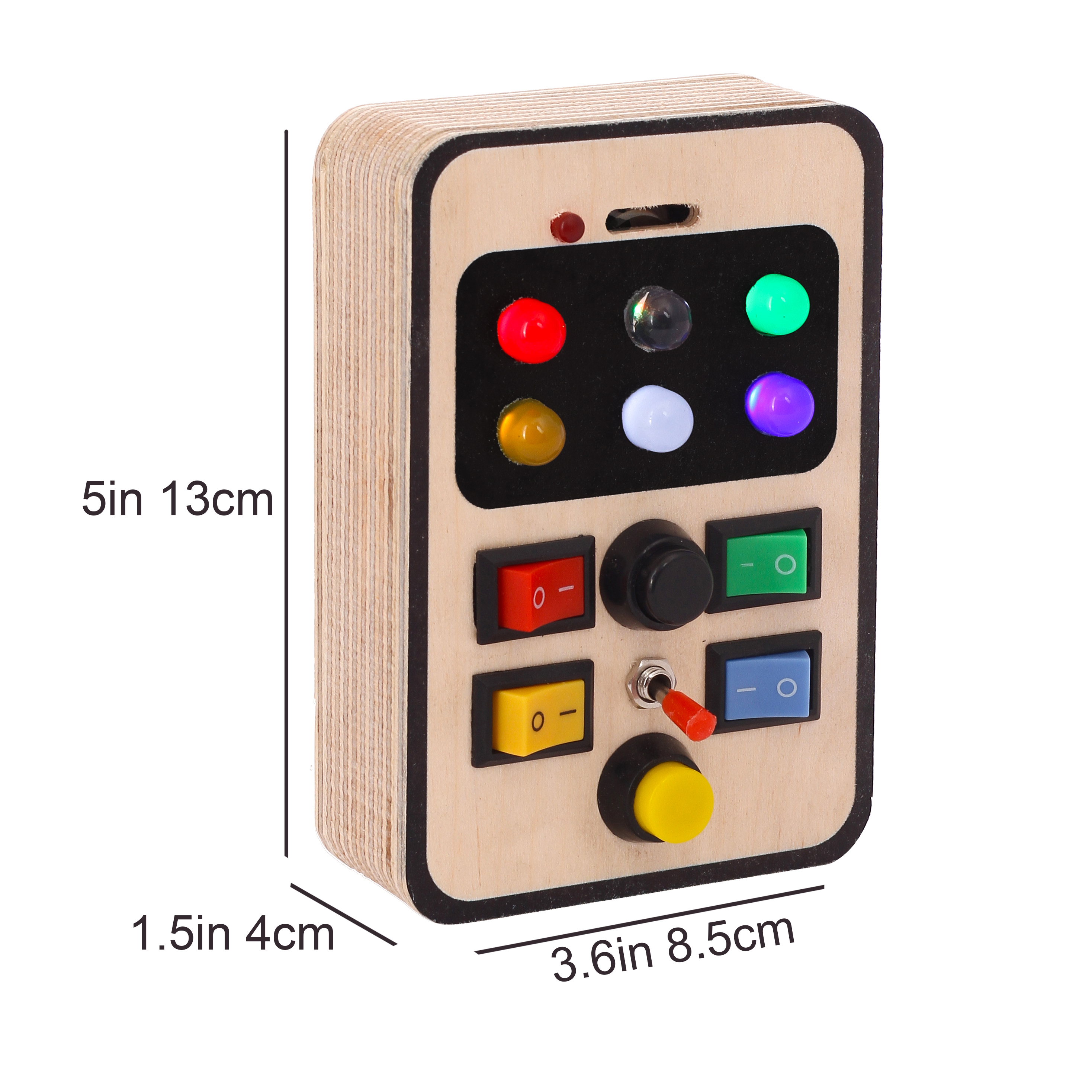 Bakiau STEM Phone Electric Busy Board Toy for Toddlers 6M+ 7 Switches, 6 LEDs & Type-C Charging | Montessori-Inspired Sensory Phone STEM Learning Activity Toy for Fine Motor Skills & Early Development