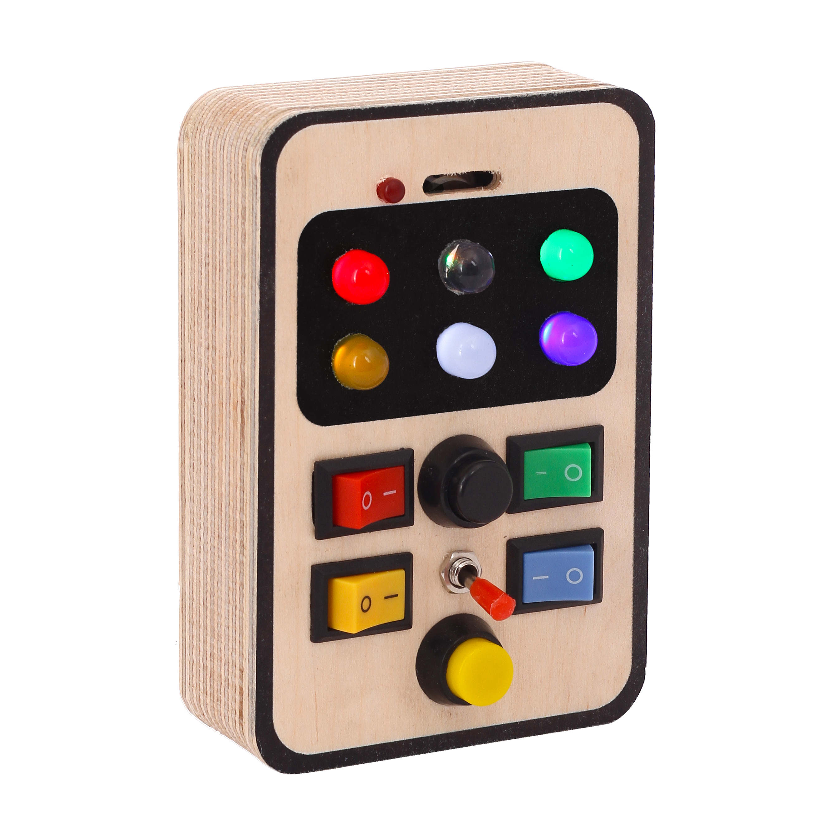 Bakiau STEM Phone Electric Busy Board Toy for Toddlers 6M+ 7 Switches, 6 LEDs & Type-C Charging | Montessori-Inspired Sensory Phone STEM Learning Activity Toy for Fine Motor Skills & Early Development