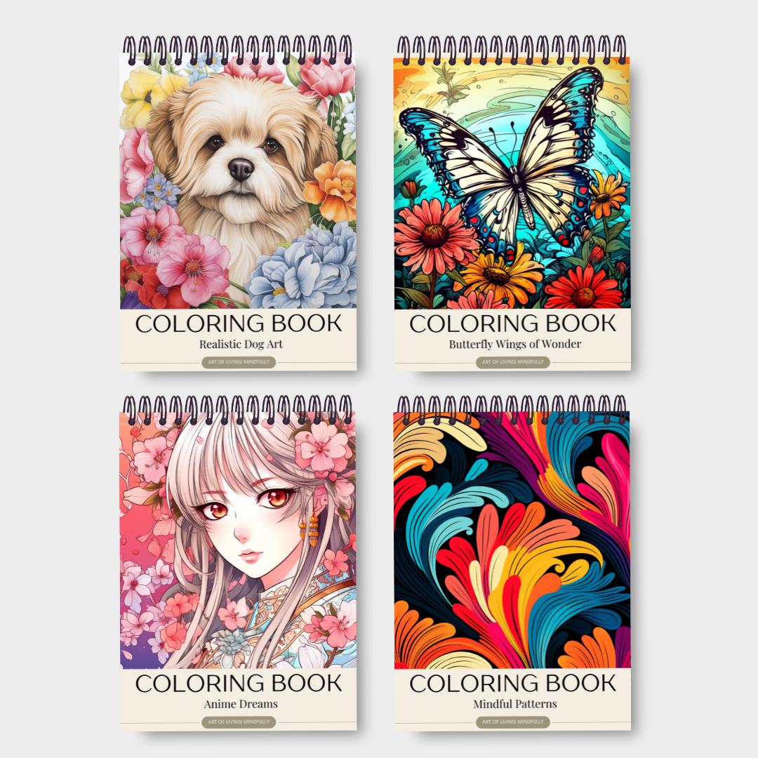  Adult Coloring Book for Calming Activity, Stress Relief, Creativity, Art Book, Mindfulness Tool