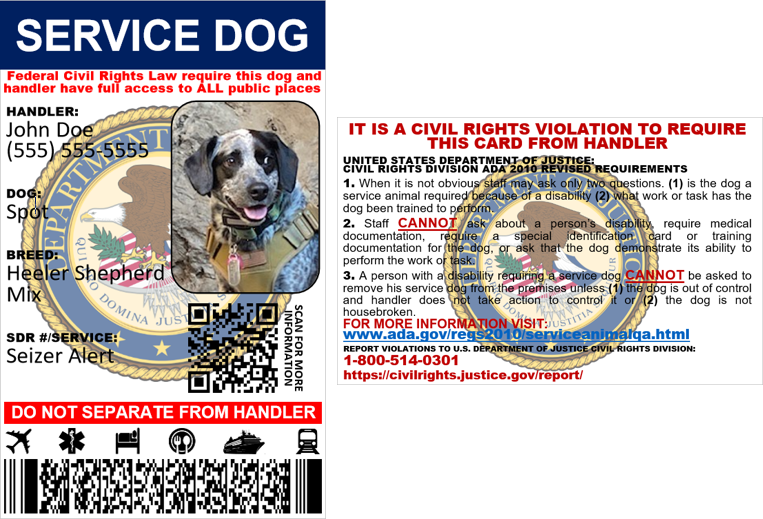 Service Dog ID Card Dual-Sided