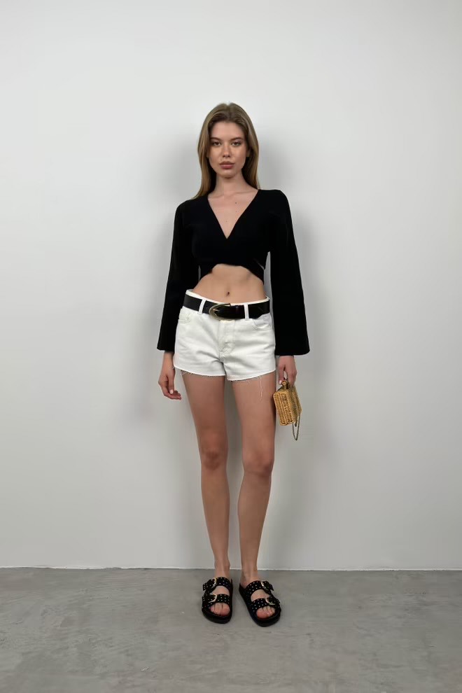 Black Faschion - Blusa negra de manga larga