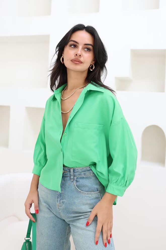 Reyon - Camisa corta verde claro - mujer