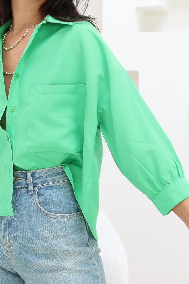 Reyon - Camisa corta verde claro - mujer