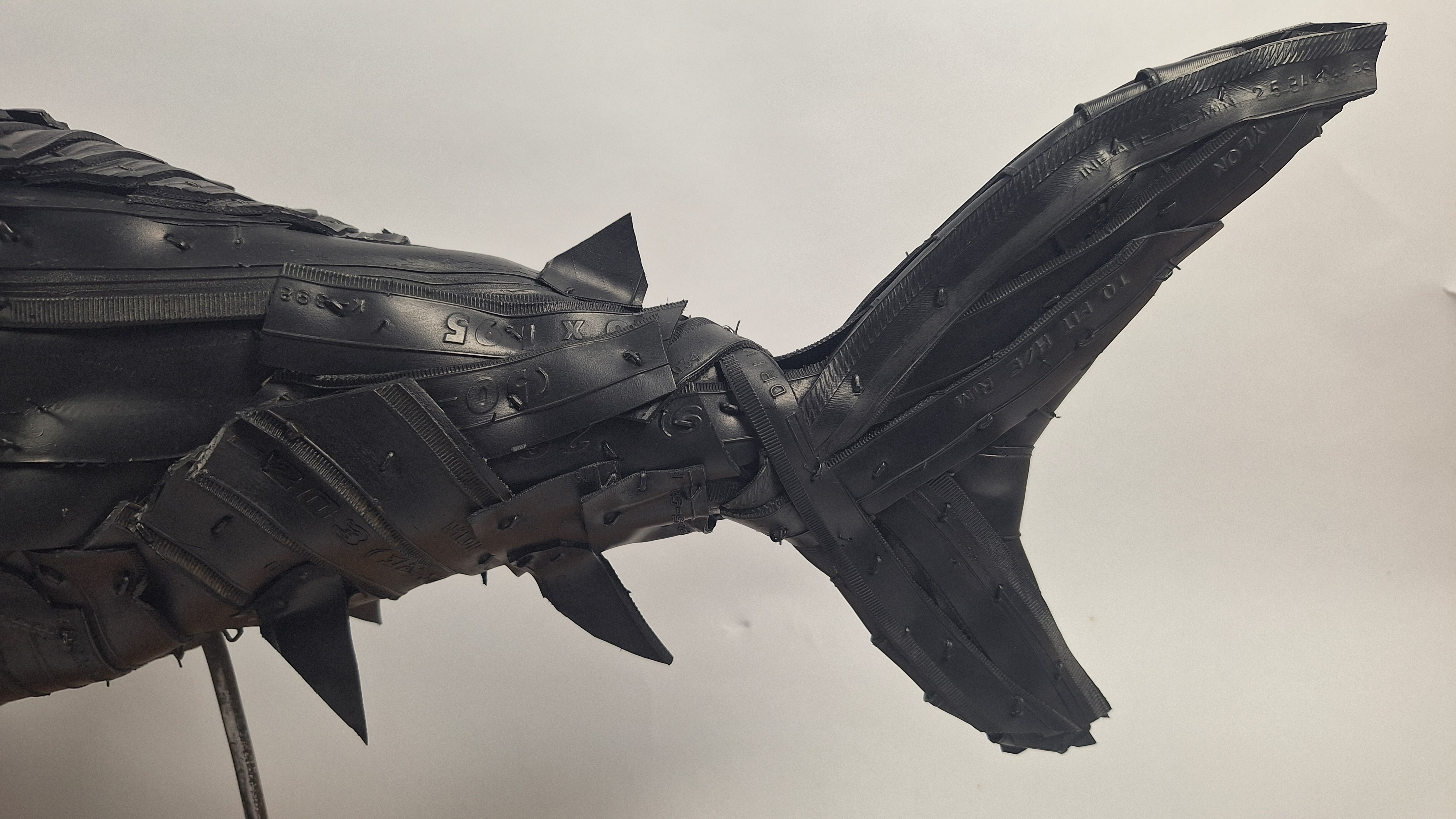 Shark, Handmade Sculpture out of Recycled Tires
