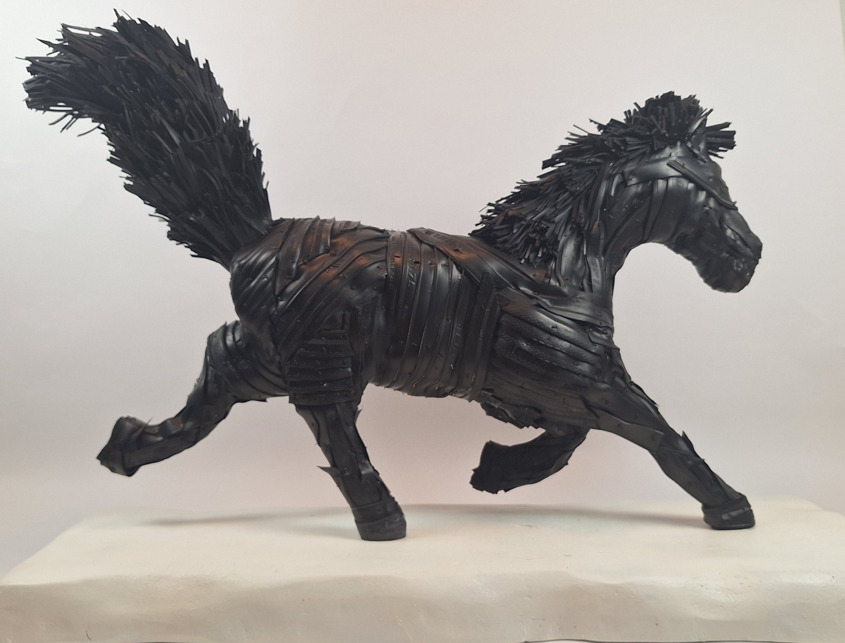Horse, Handmade Sculpture out of Recycled Tires