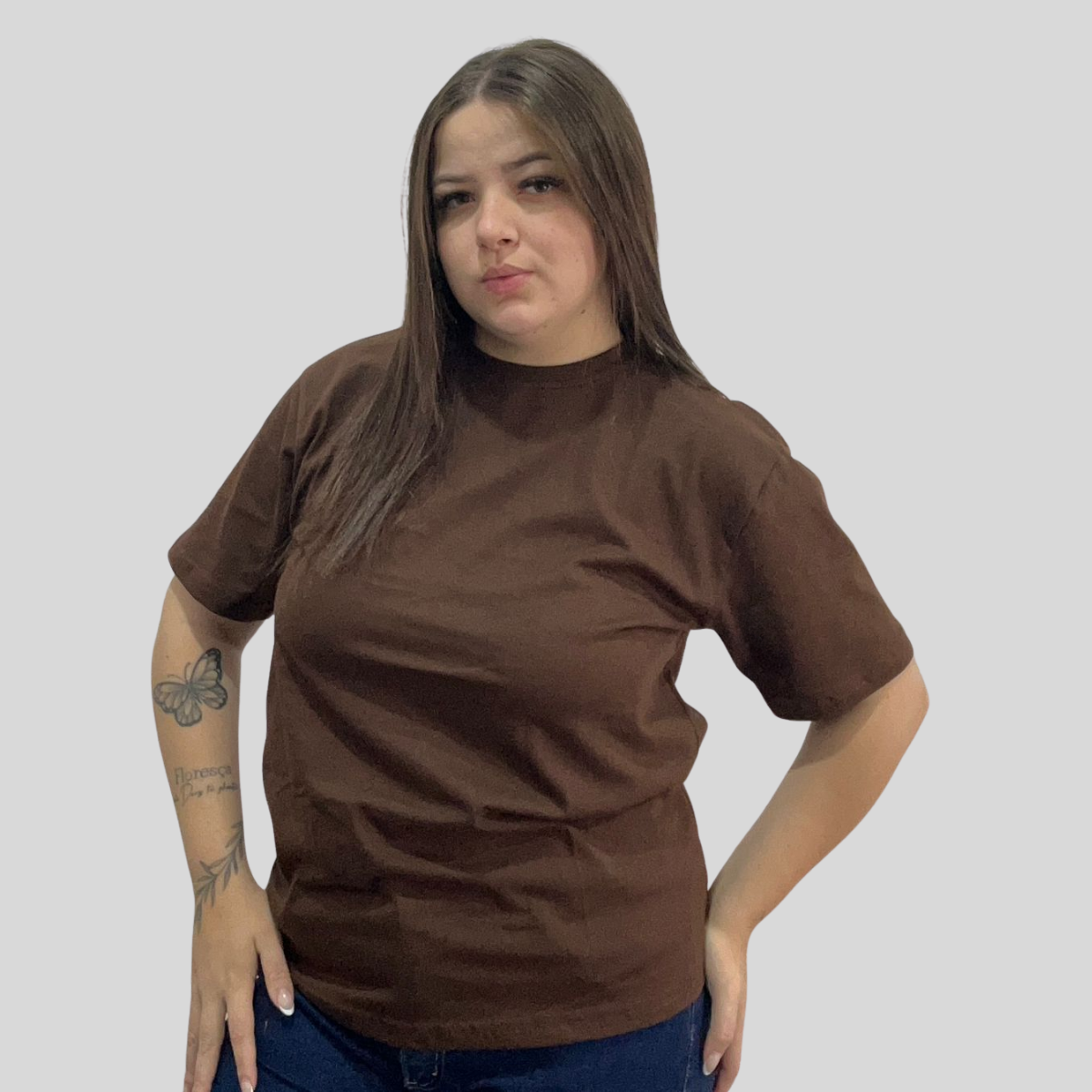 Camiseta Básica Marrom Premium em Algodão Penteado Fio 30.1
