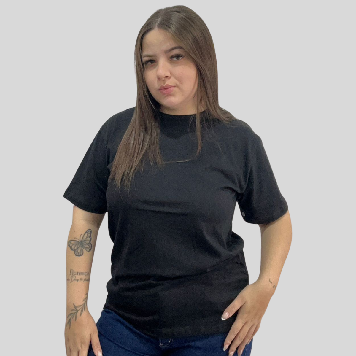 Camiseta Preta Básica Premium em Algodão Penteado Fio 30.1