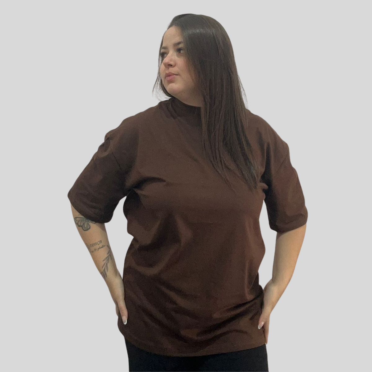 Camiseta Oversized Basic Streetwar Unissex 100% Algodão Marrom